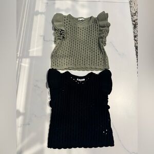Zara Women's Knit tops - Olive Green & Black.